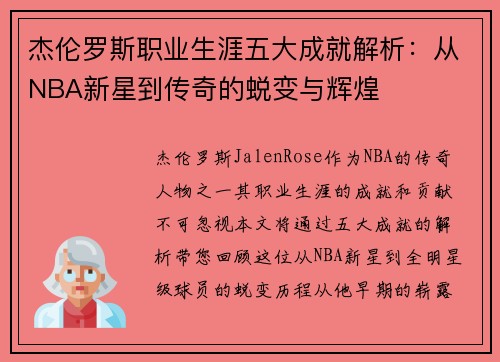 杰伦罗斯职业生涯五大成就解析：从NBA新星到传奇的蜕变与辉煌